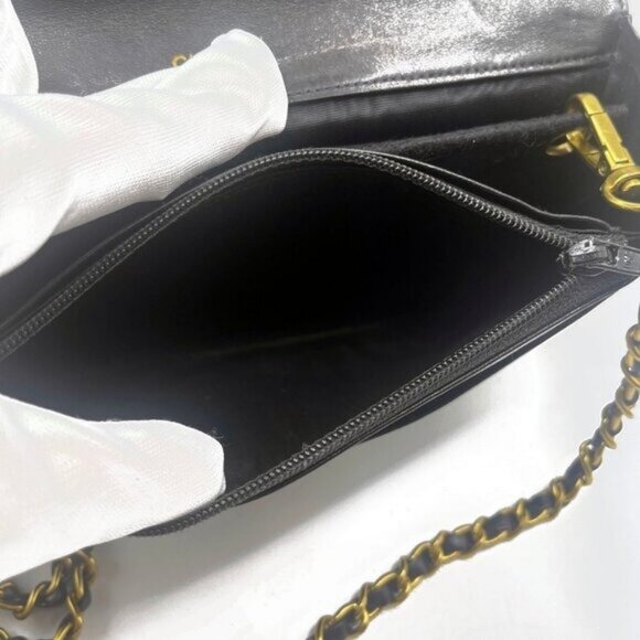 CHANEL CC Classic Timeless Lambskin Flap Wallet with Chain Purse Black Crossbody - Picture 13 of 16